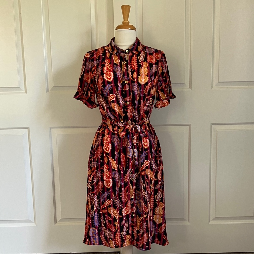 Sharagano Multicolor Button-Up Midi Dress